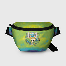 Поясная сумка Лиса фенек среди цветов, цвет: 3D-принт