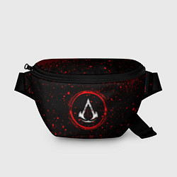 Поясная сумка Символ Assassins Creed и краска вокруг на темном ф