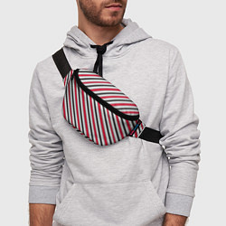 Поясная сумка Красно-серый полосатый узор, цвет: 3D-принт — фото 2