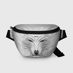 Поясная сумка Волк белый - с надписью, цвет: 3D-принт