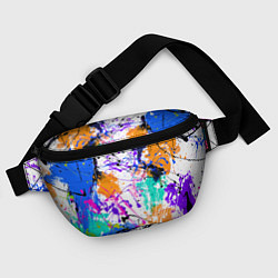 Поясная сумка Брызги и мазки разноцветных красок на белом фоне, цвет: 3D-принт — фото 2