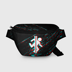 Поясная сумка Portal в стиле Glitch Баги Графики на темном фоне, цвет: 3D-принт