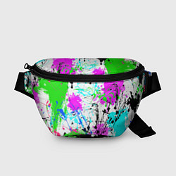 Поясная сумка Неоновые разноцветные пятна и брызги красок, цвет: 3D-принт