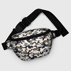 Поясная сумка Камуфляж Чёрно-Белый Camouflage Black-White, цвет: 3D-принт — фото 2