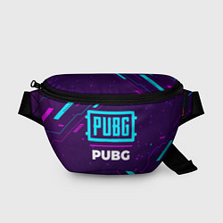 Поясная сумка Символ PUBG в неоновых цветах на темном фоне