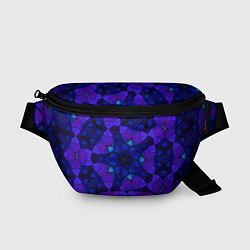 Поясная сумка Калейдоскоп -геометрический сине-фиолетовый узор, цвет: 3D-принт