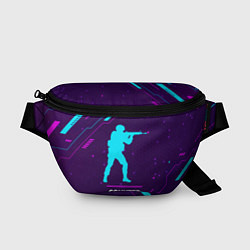 Поясная сумка Символ Counter Strike в неоновых цветах на темном