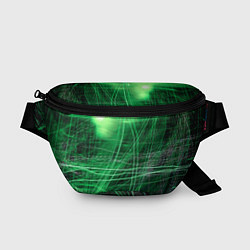 Поясная сумка Неоновые волны и линии - Зелёный, цвет: 3D-принт