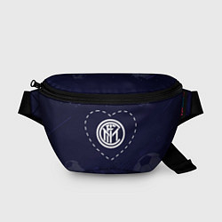 Поясная сумка Лого Inter в сердечке на фоне мячей