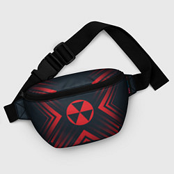 Поясная сумка Красный Символ Fallout на темном фоне со стрелками, цвет: 3D-принт — фото 2