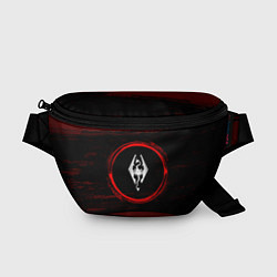 Поясная сумка Символ Skyrim и краска вокруг на темном фоне