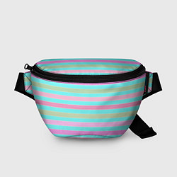 Поясная сумка Pink turquoise stripes horizontal Полосатый узор