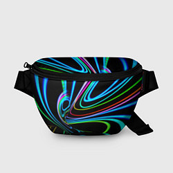 Поясная сумка Неоновый многоцветный узор - Светло-синий, цвет: 3D-принт