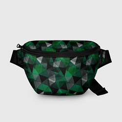 Поясная сумка Зеленый, серый и черный геометрический, цвет: 3D-принт