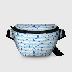 Поясная сумка Волны, рыбки и плавники акул - паттерн, цвет: 3D-принт