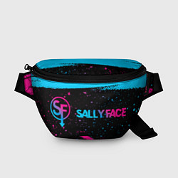 Поясная сумка Sally Face - neon gradient: надпись и символ