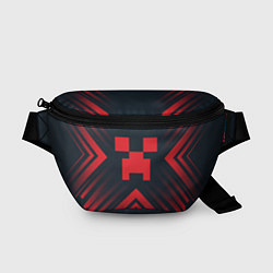 Поясная сумка Красный символ Minecraft на темном фоне со стрелка