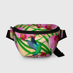 Поясная сумка Колибри и орхидеи, цвет: 3D-принт