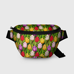 Поясная сумка Объемные разноцветные тюльпаны
