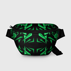 Поясная сумка Фигуры зеленого цвета на черном фоне geometry