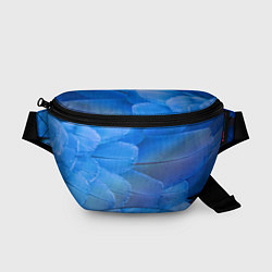 Поясная сумка Текстура с голубыми перьями