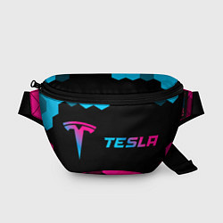 Поясная сумка Tesla - neon gradient: надпись и символ, цвет: 3D-принт