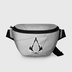 Поясная сумка Символ Assassins Creed на светлом фоне с полосами