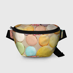 Поясная сумка Разноцветные пирожные Макарон, цвет: 3D-принт