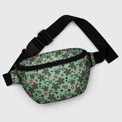 Поясная сумка Красно-зеленый цветочный узор ретро, цвет: 3D-принт — фото 2