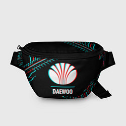 Поясная сумка Значок Daewoo в стиле glitch на темном фоне