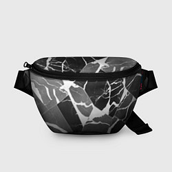Поясная сумка Черно-белый мрамор с трещинами, цвет: 3D-принт