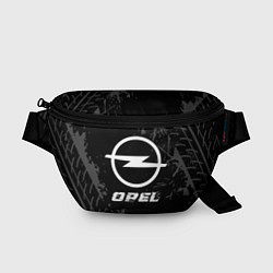 Поясная сумка Opel speed на темном фоне со следами шин