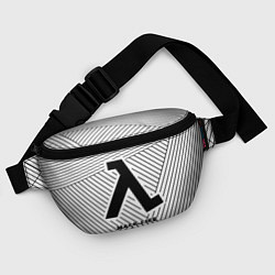Поясная сумка Символ Half-Life на светлом фоне с полосами, цвет: 3D-принт — фото 2