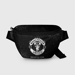Поясная сумка Manchester United с потертостями на темном фоне, цвет: 3D-принт
