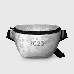 Поясная сумка Новый год 2023 в снежинках, цвет: 3D-принт