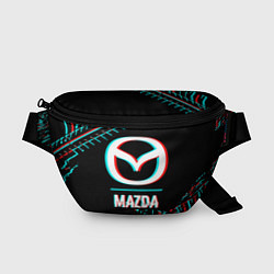 Поясная сумка Значок Mazda в стиле glitch на темном фоне