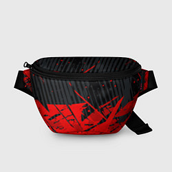 Поясная сумка Красные брызги на черном фоне