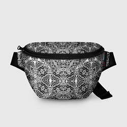 Поясная сумка Черно-белый ажурный кружевной узор, цвет: 3D-принт