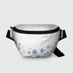 Поясная сумка Новогодние Снежинки - Белый, цвет: 3D-принт