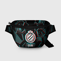 Поясная сумка Club Brugge FC в стиле glitch на темном фоне, цвет: 3D-принт