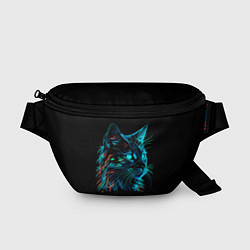 Поясная сумка Неоновый котик, цвет: 3D-принт