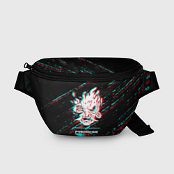 Поясная сумка Cyberpunk 2077 в стиле glitch и баги графики на те