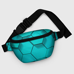 Поясная сумка Большие бирюзовые соты, цвет: 3D-принт — фото 2