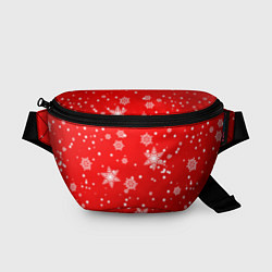 Поясная сумка Снежинки на красном фоне, цвет: 3D-принт