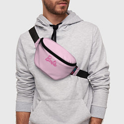 Поясная сумка Барби - логотип на клетчатом фоне, цвет: 3D-принт — фото 2
