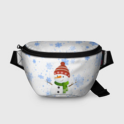 Поясная сумка Снеговик со снежинками, цвет: 3D-принт