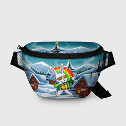 Поясная сумка Крутой заяц - новый год, цвет: 3D-принт