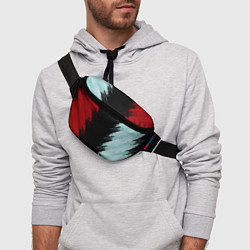 Поясная сумка Красно-бирюзовый разрыв, цвет: 3D-принт — фото 2