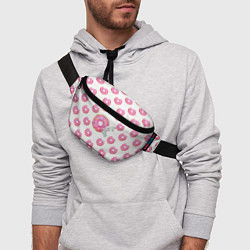 Поясная сумка Серый кролик с розовыми пончиками, цвет: 3D-принт — фото 2