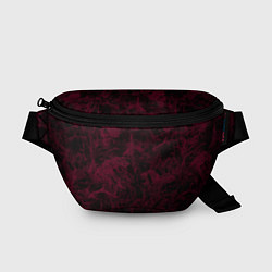 Поясная сумка Черный и бордовый мраморный узор, цвет: 3D-принт